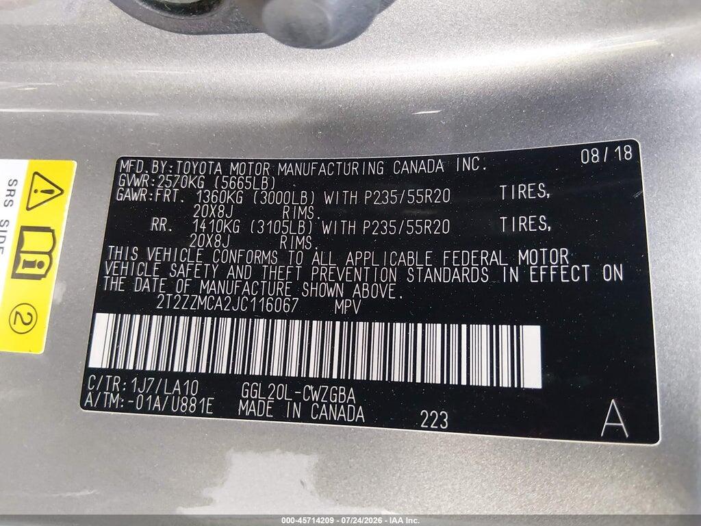 2T2ZZMCA2JC116067 2018 LEXUS RX 350 photo no. 9