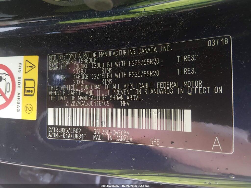 2T2BZMCA5JC146469 2018 LEXUS RX 350 photo no. 9