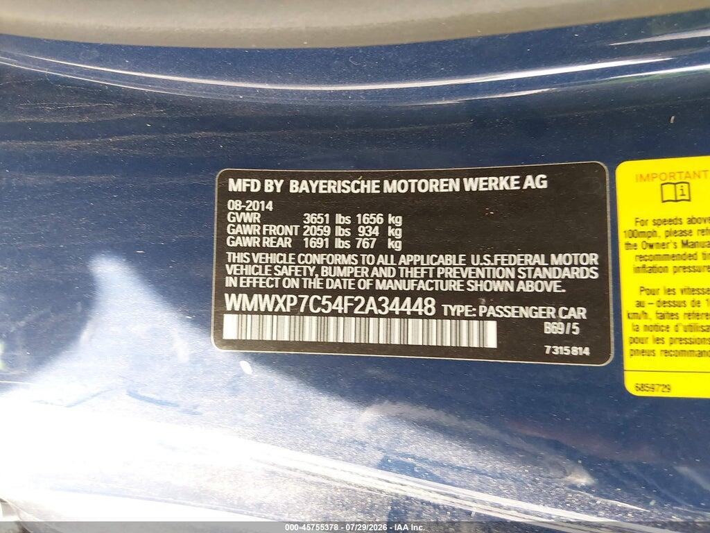 WMWXP7C54F2A34448 2015 MINI HARDTOP photo no. 9