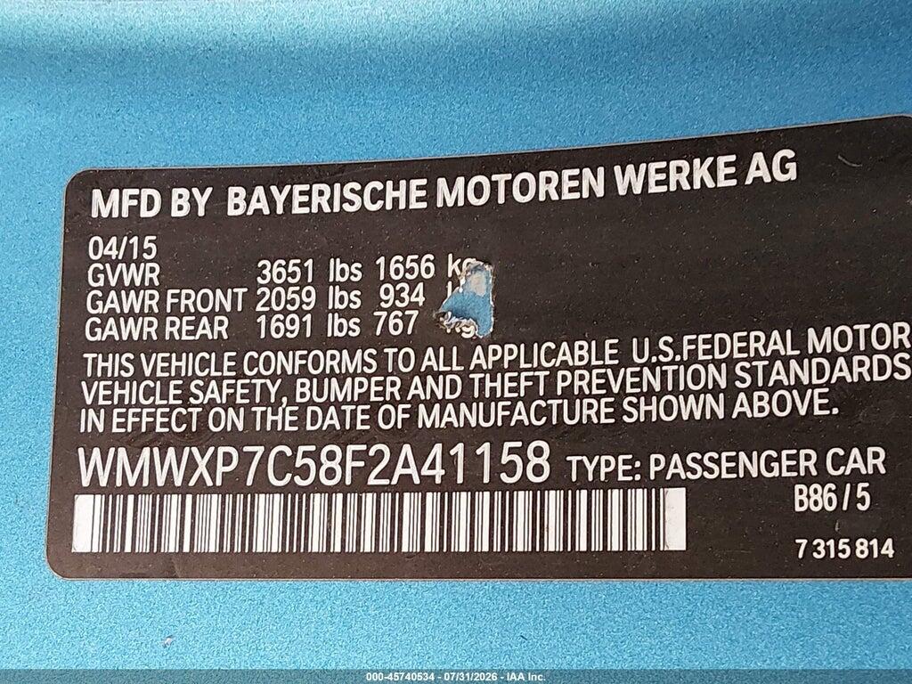 WMWXP7C58F2A41158 2015 MINI HARDTOP photo no. 9