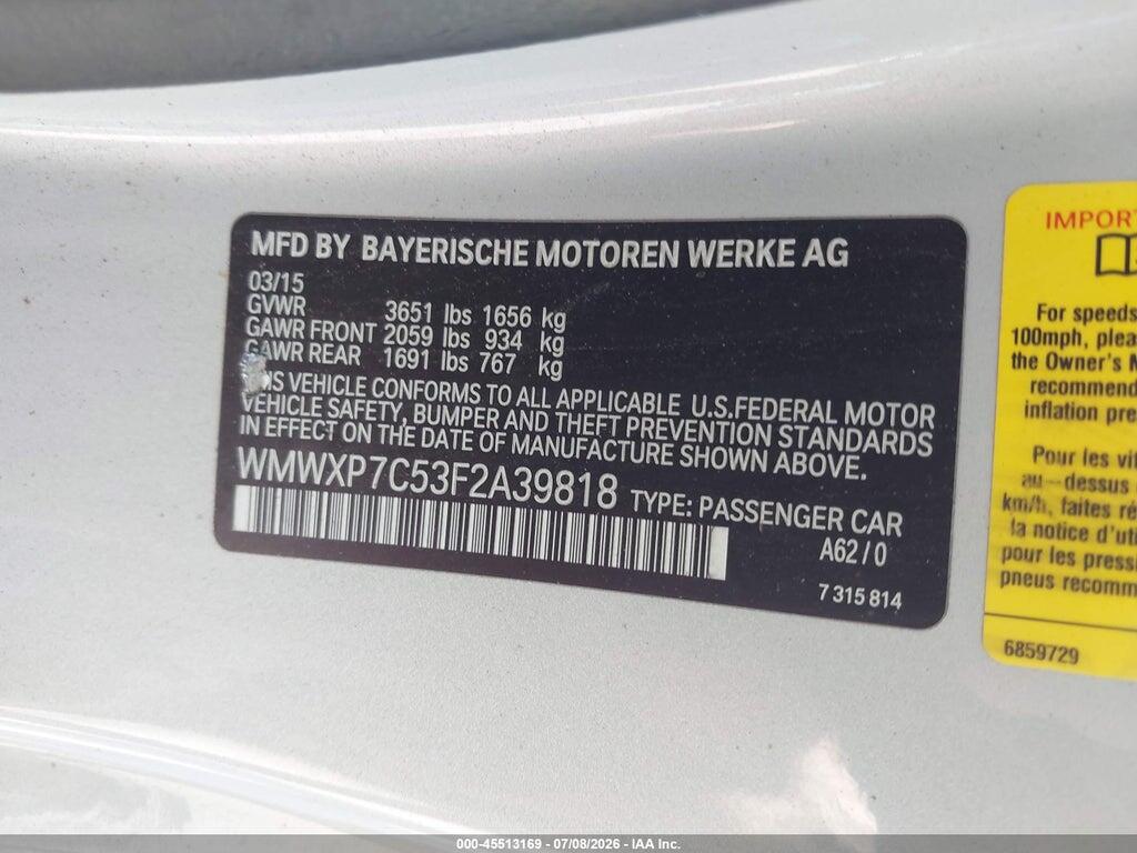 WMWXP7C53F2A39818 2015 MINI HARDTOP photo no. 9