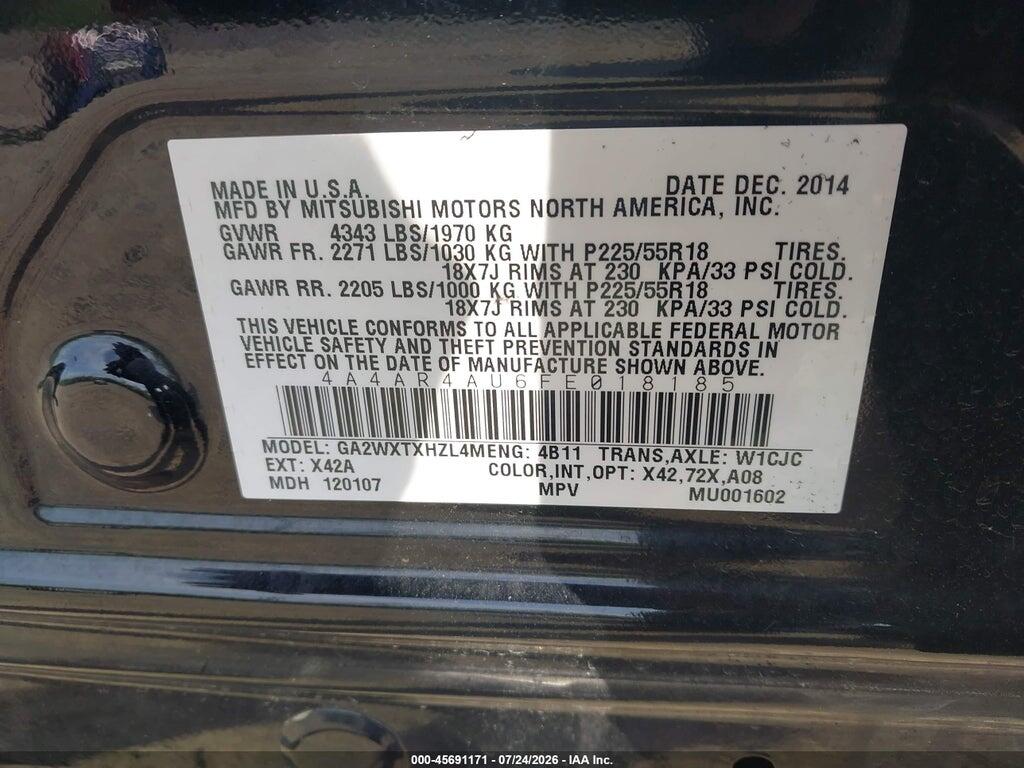 4A4AR4AU6FE018185 2015 MITSUBISHI OUTLANDER SPORT photo no. 9