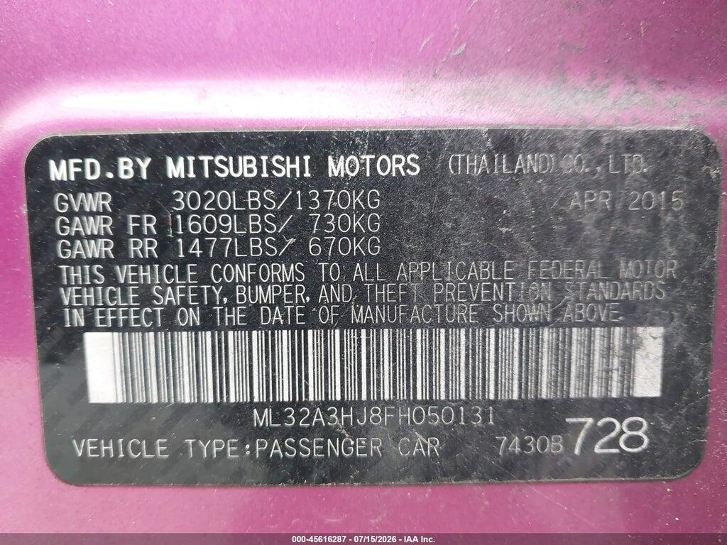 ML32A3HJ8FH050131 2015 MITSUBISHI MIRAGE photo no. 9