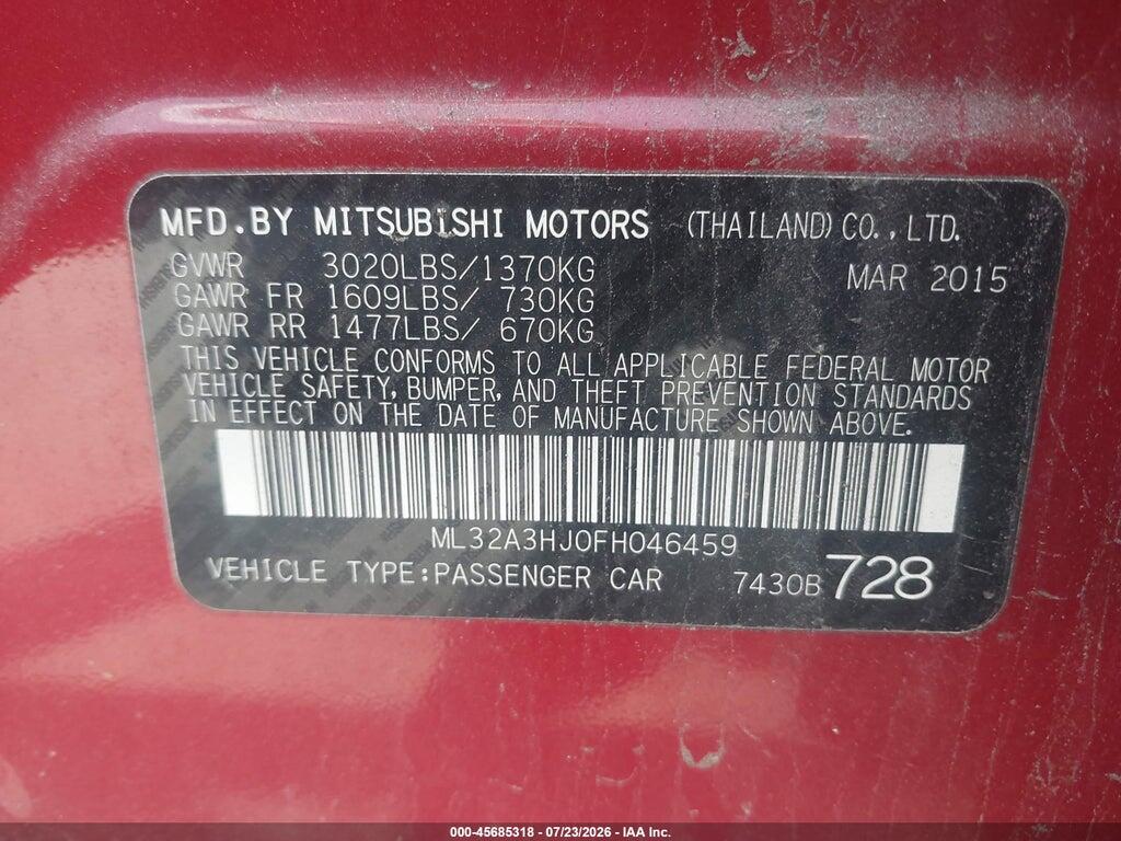 ML32A3HJ0FH046459 2015 MITSUBISHI MIRAGE photo no. 9