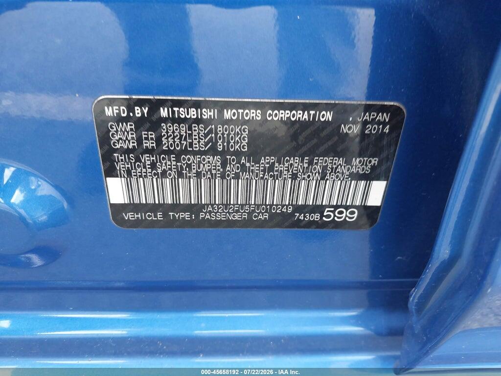 JA32U2FU5FU010249 2015 MITSUBISHI LANCER photo no. 9