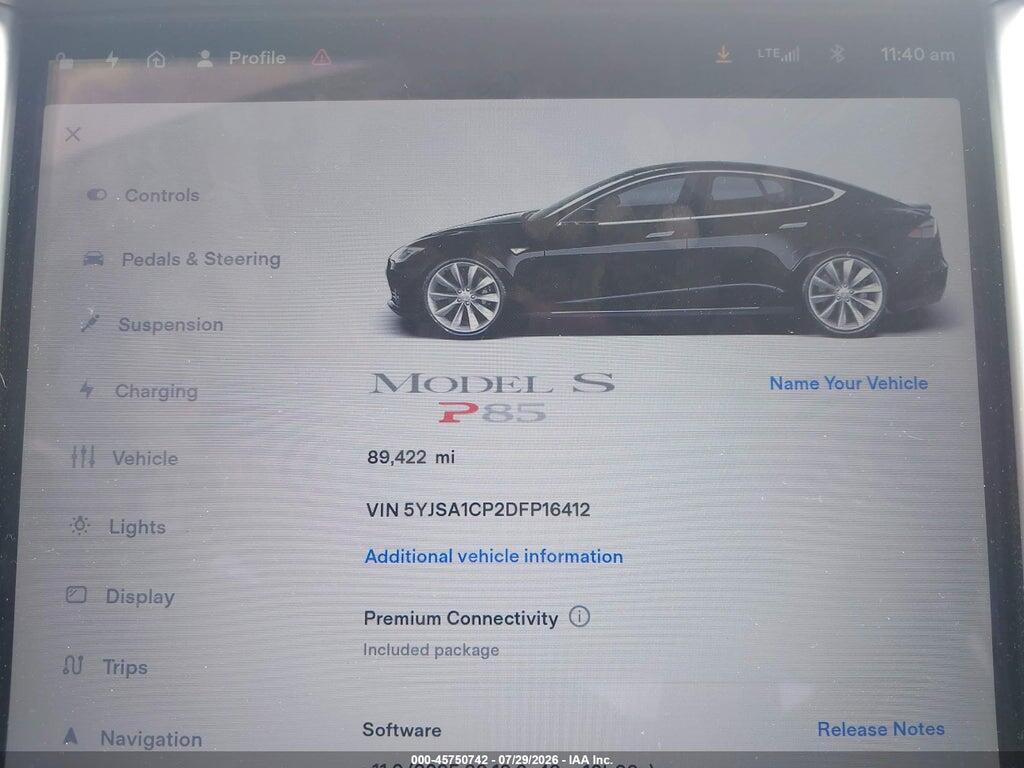 5YJSA1CP2DFP16412 2013 TESLA MODEL S photo no. 7