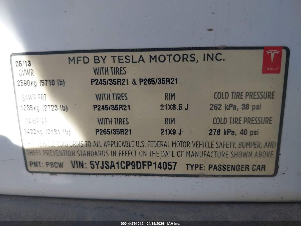 5YJSA1CP9DFP14057 2013 TESLA MODEL S photo no. 9