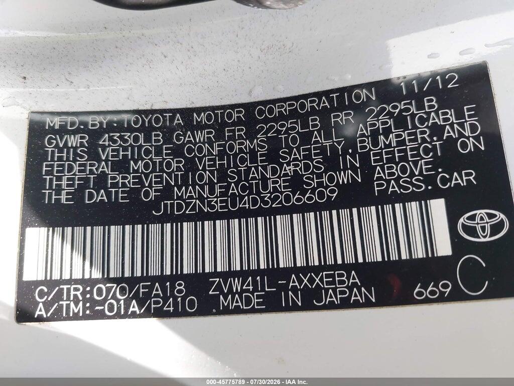 JTDZN3EU4D3206609 2013 TOYOTA PRIUS V photo no. 9