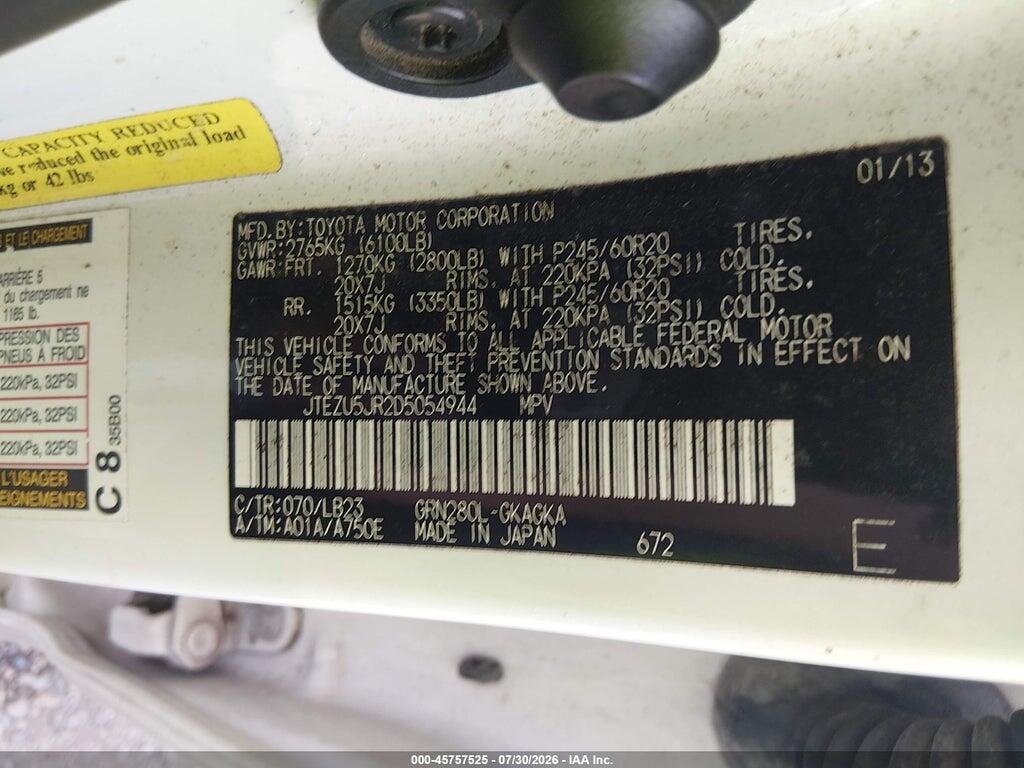 JTEZU5JR2D5054944 2013 TOYOTA 4RUNNER photo no. 9