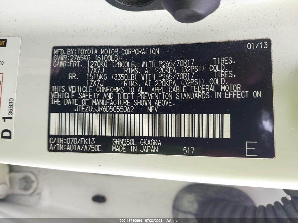 JTEZU5JR6D5055062 2013 TOYOTA 4RUNNER photo no. 9