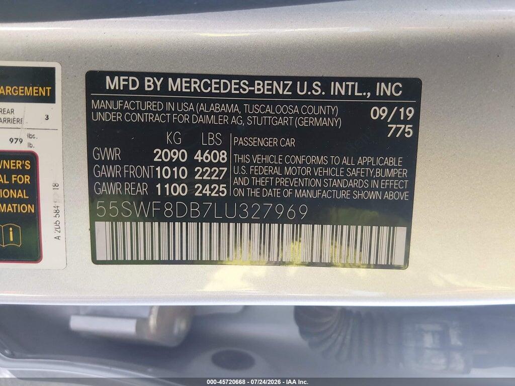 55SWF8DB7LU327969 2020 MERCEDES-BENZ C 300 photo no. 9