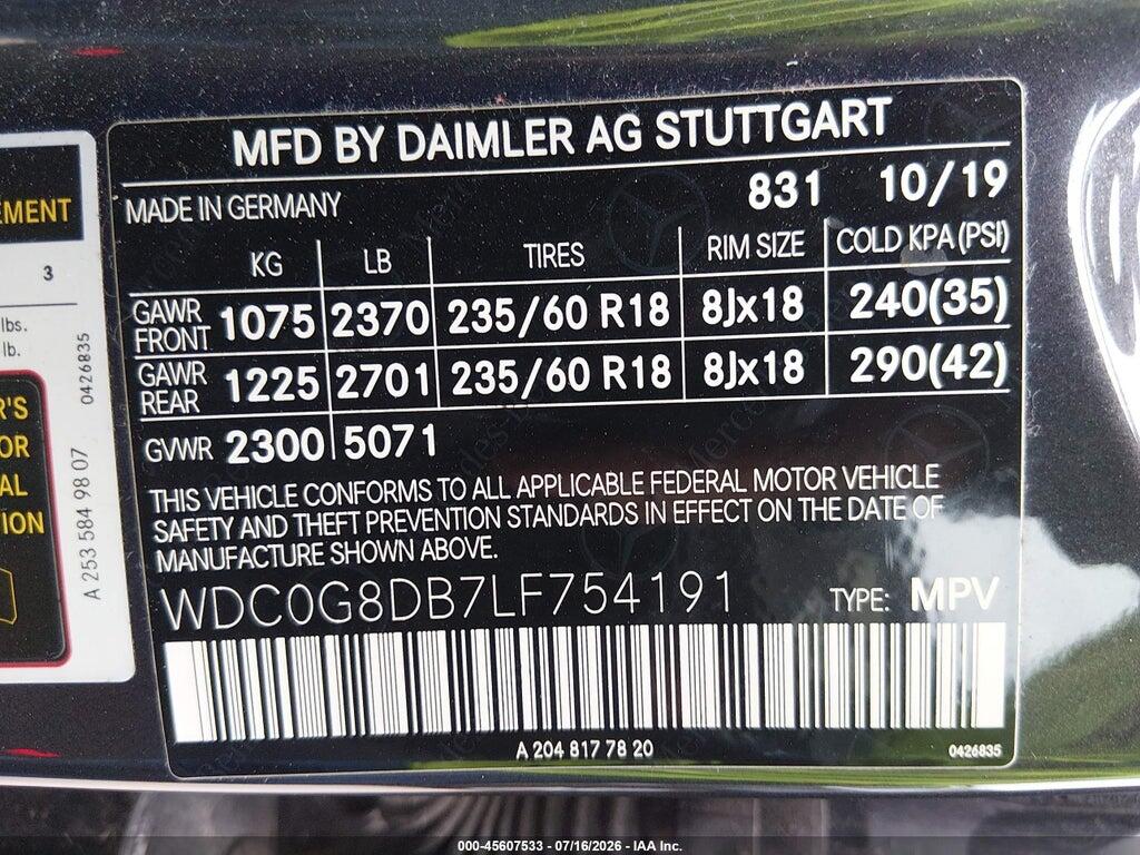 WDC0G8DB7LF754191 2020 MERCEDES-BENZ GLC 300 photo no. 9