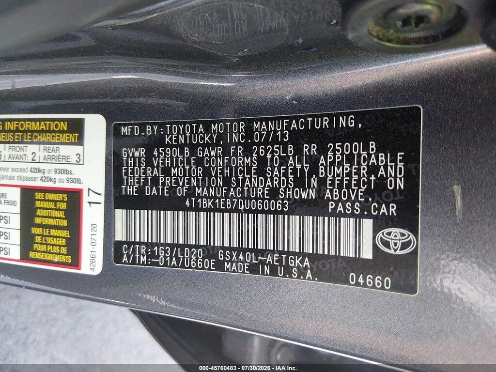 4T1BK1EB7DU060063 2013 TOYOTA AVALON photo no. 9