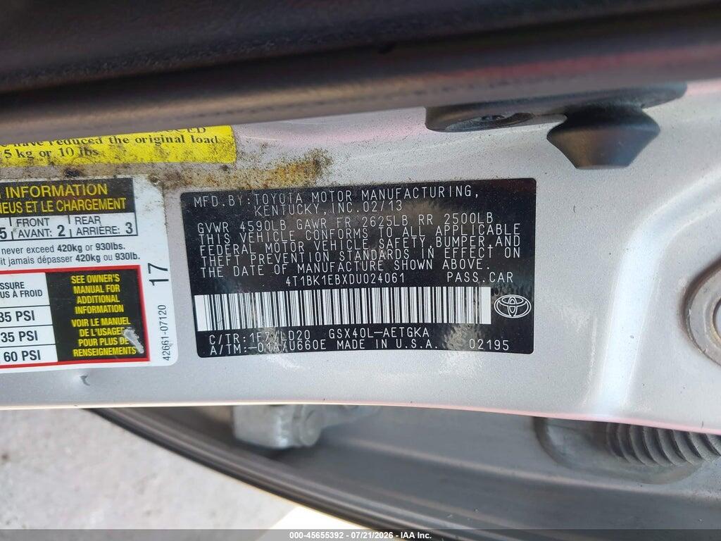 4T1BK1EBXDU024061 2013 TOYOTA AVALON photo no. 9