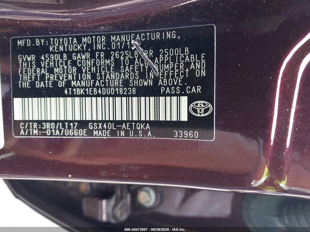 4T1BK1EB4DU018238 2013 TOYOTA AVALON photo no. 9