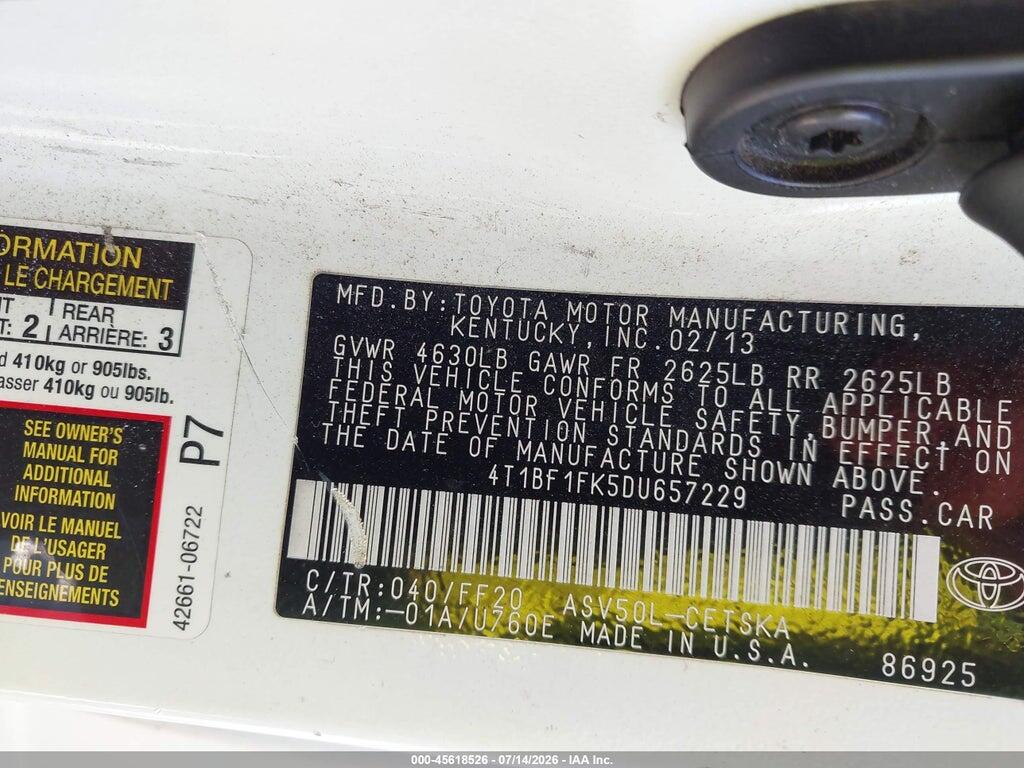 4T1BF1FK5DU657229 2013 TOYOTA CAMRY photo no. 9