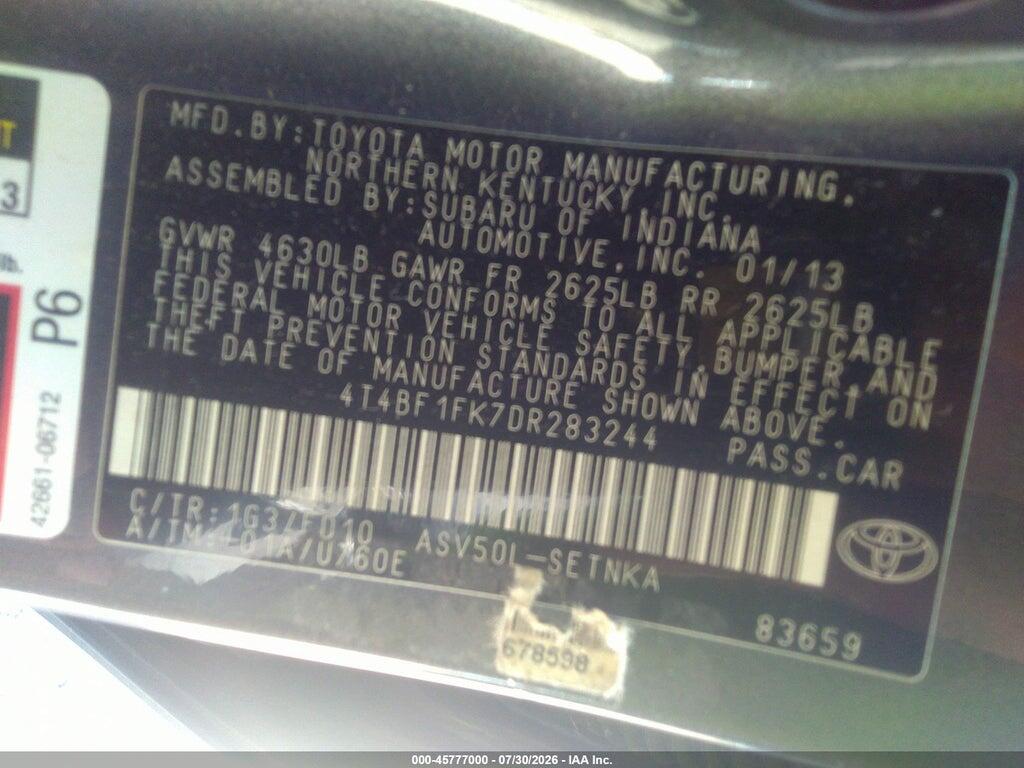 4T4BF1FK7DR283244 2013 TOYOTA CAMRY photo no. 9