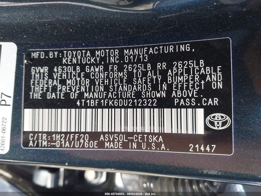 4T1BF1FK6DU212322 2013 TOYOTA CAMRY photo no. 9