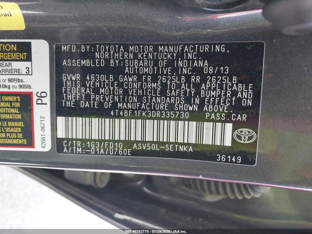 4T4BF1FK3DR335730 2013 TOYOTA CAMRY photo no. 9