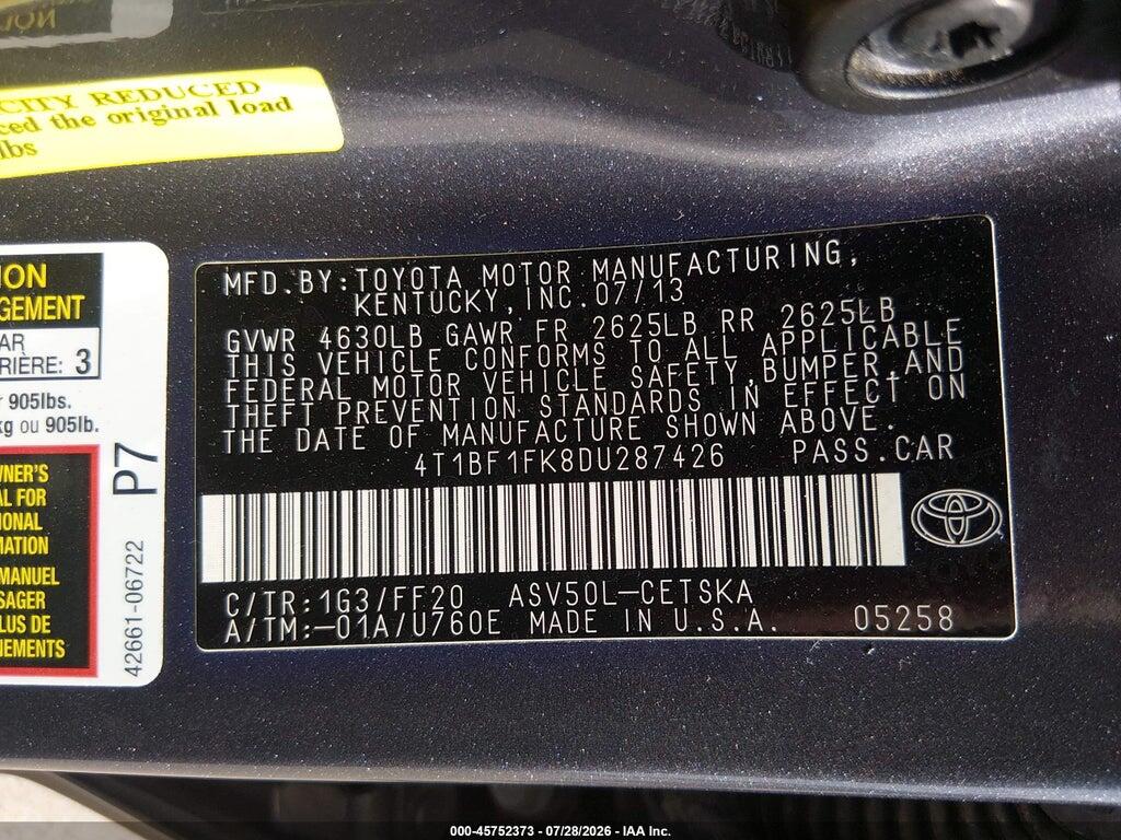 4T1BF1FK8DU287426 2013 TOYOTA CAMRY photo no. 9