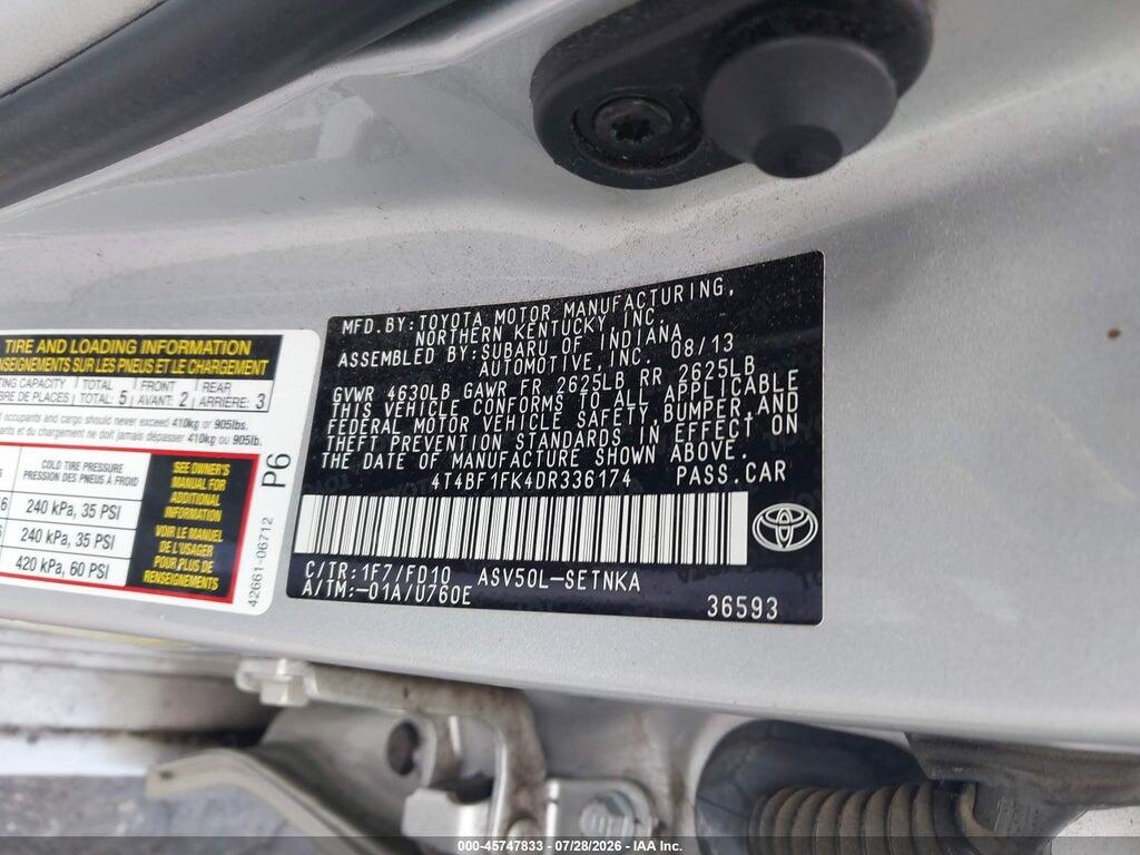 4T4BF1FK4DR336174 2013 TOYOTA CAMRY photo no. 9