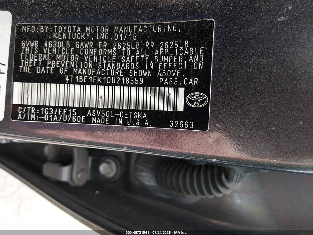 4T1BF1FK1DU218559 2013 TOYOTA CAMRY photo no. 9
