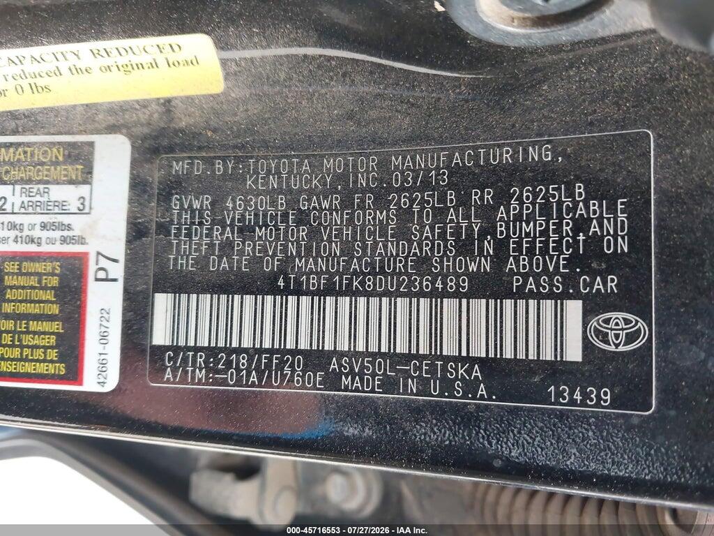 4T1BF1FK8DU236489 2013 TOYOTA CAMRY photo no. 9