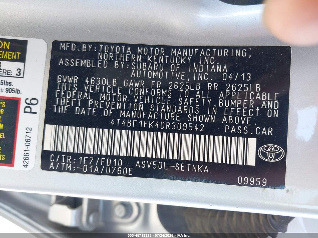 4T4BF1FK4DR309542 2013 TOYOTA CAMRY photo no. 9