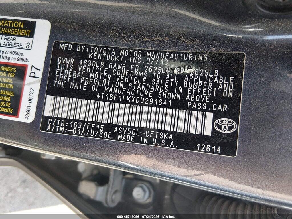 4T1BF1FKXDU291641 2013 TOYOTA CAMRY photo no. 9