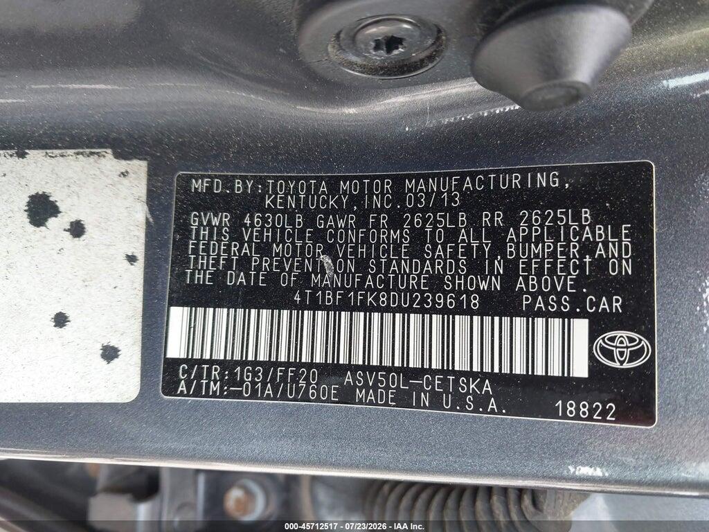 4T1BF1FK8DU239618 2013 TOYOTA CAMRY photo no. 9