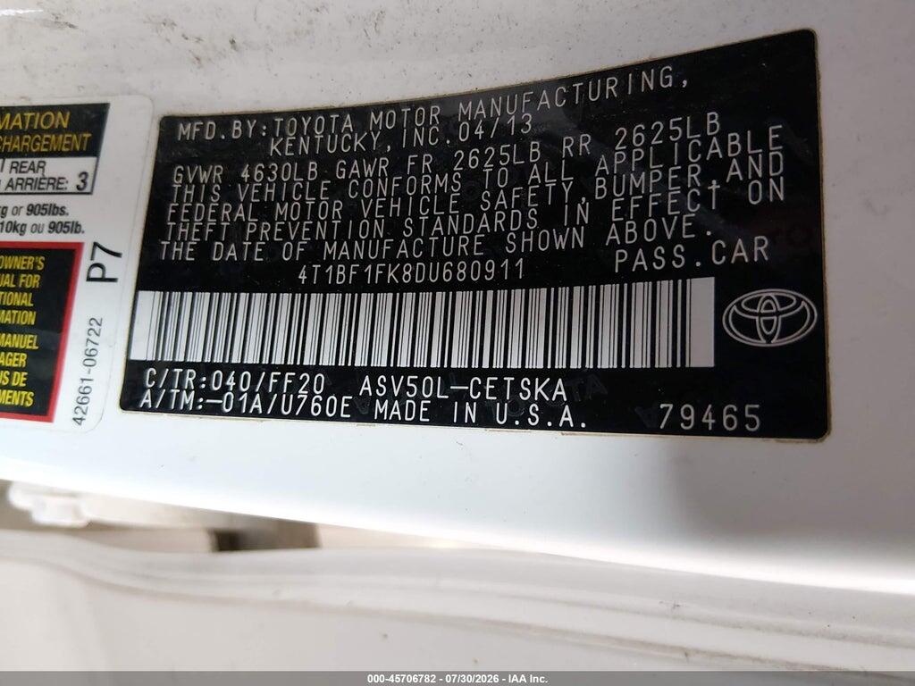 4T1BF1FK8DU680911 2013 TOYOTA CAMRY photo no. 9