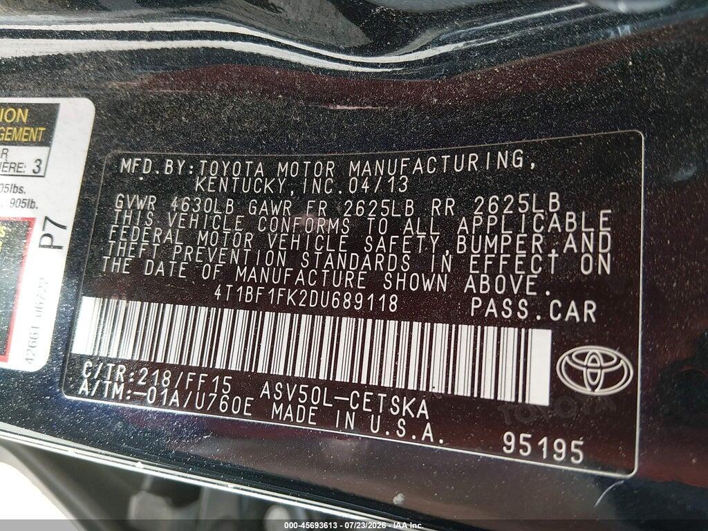 4T1BF1FK2DU689118 2013 TOYOTA CAMRY photo no. 9