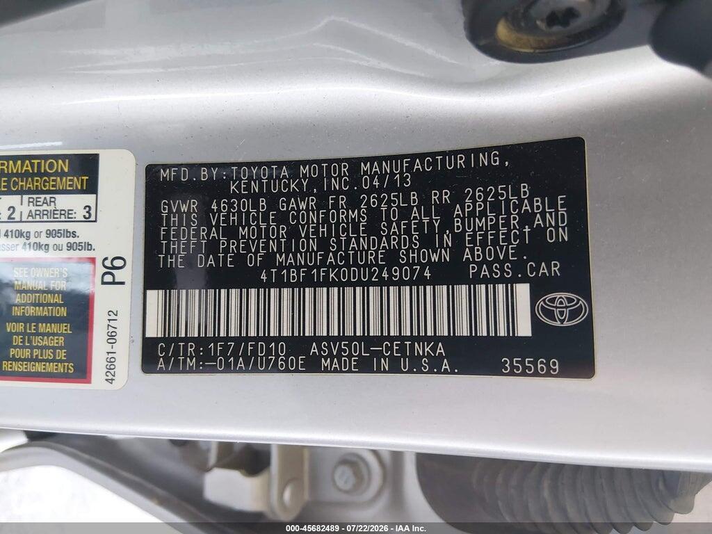 4T1BF1FK0DU249074 2013 TOYOTA CAMRY photo no. 9