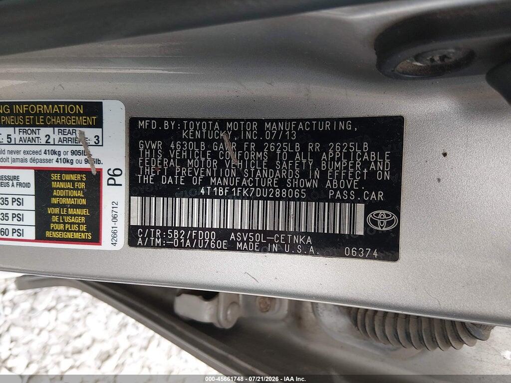 4T1BF1FK7DU288065 2013 TOYOTA CAMRY photo no. 9