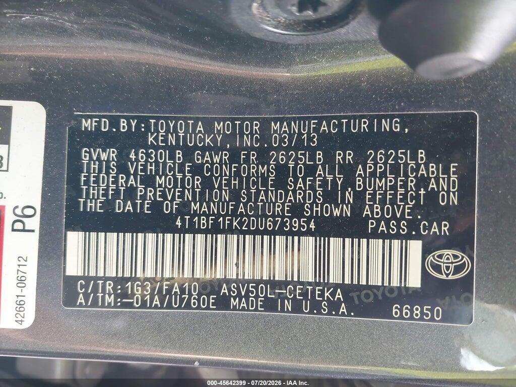 4T1BF1FK2DU673954 2013 TOYOTA CAMRY photo no. 9