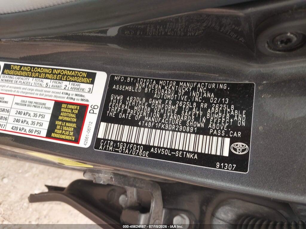 4T4BF1FK9DR290891 2013 TOYOTA CAMRY photo no. 9