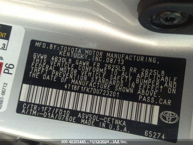 4T1BF1FK7DU723201 2013 TOYOTA CAMRY photo no. 9