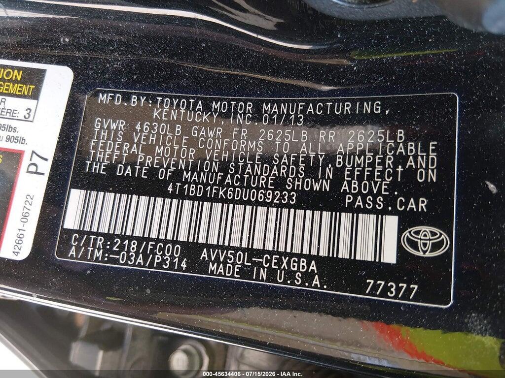 4T1BD1FK6DU069233 2013 TOYOTA CAMRY HYBRID photo no. 9