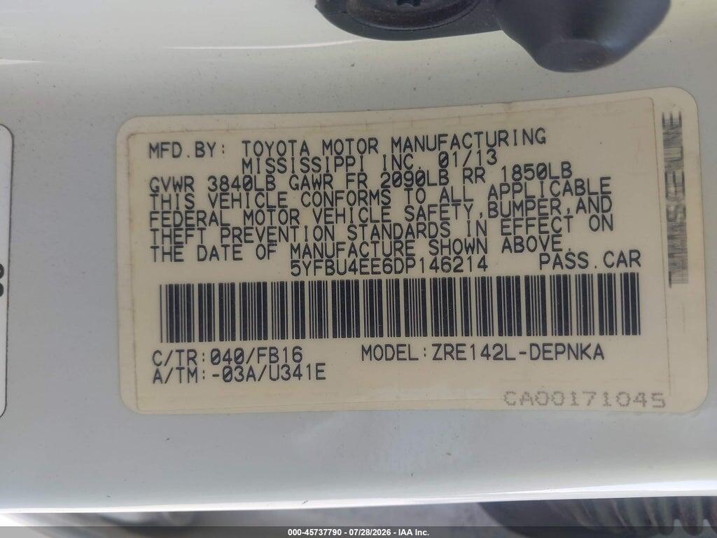5YFBU4EE6DP146214 2013 TOYOTA COROLLA photo no. 9