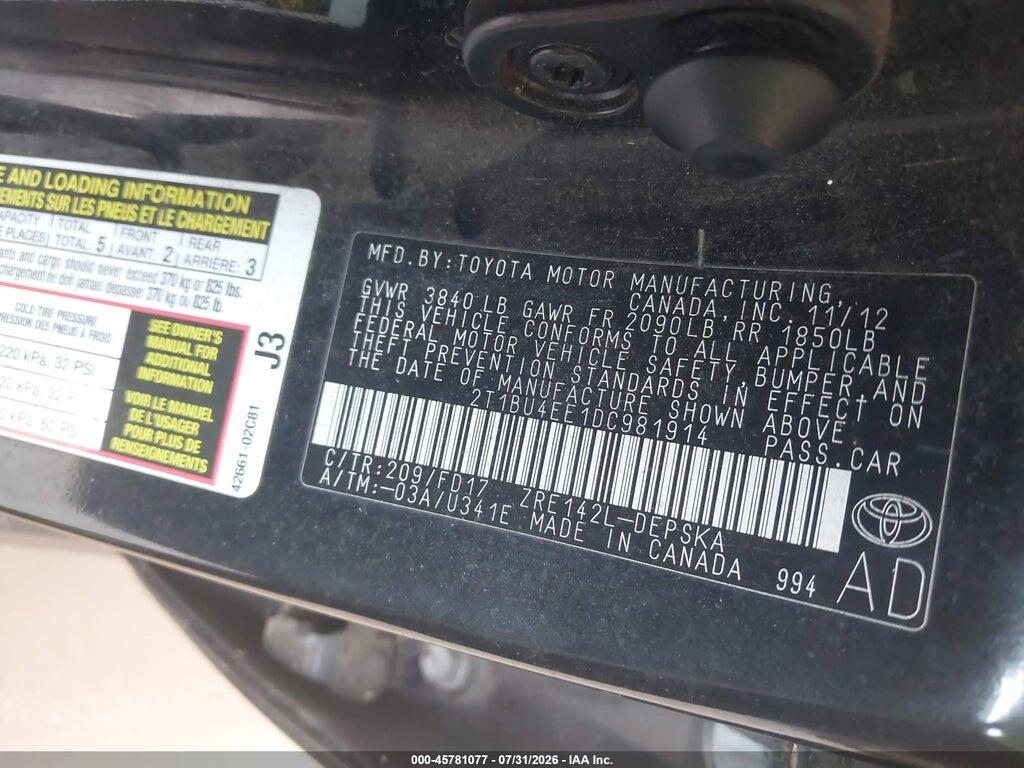 2T1BU4EE1DC981914 2013 TOYOTA COROLLA photo no. 9
