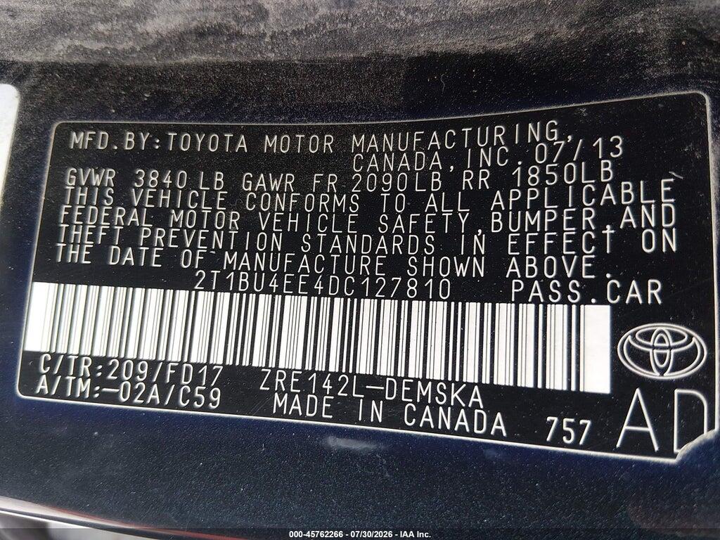 2T1BU4EE4DC127810 2013 TOYOTA COROLLA photo no. 9