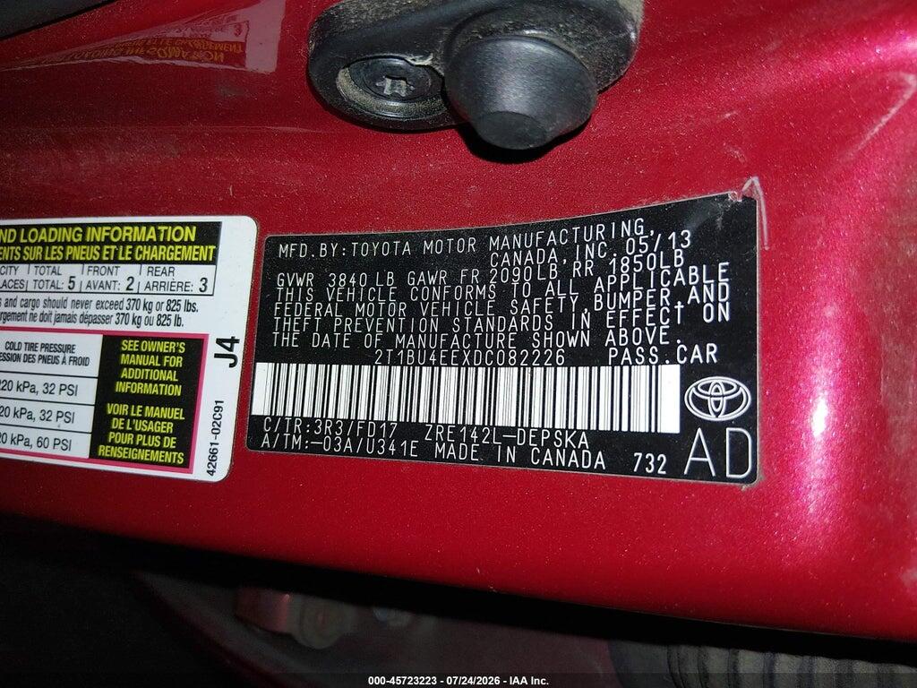 2T1BU4EEXDC082226 2013 TOYOTA COROLLA photo no. 9