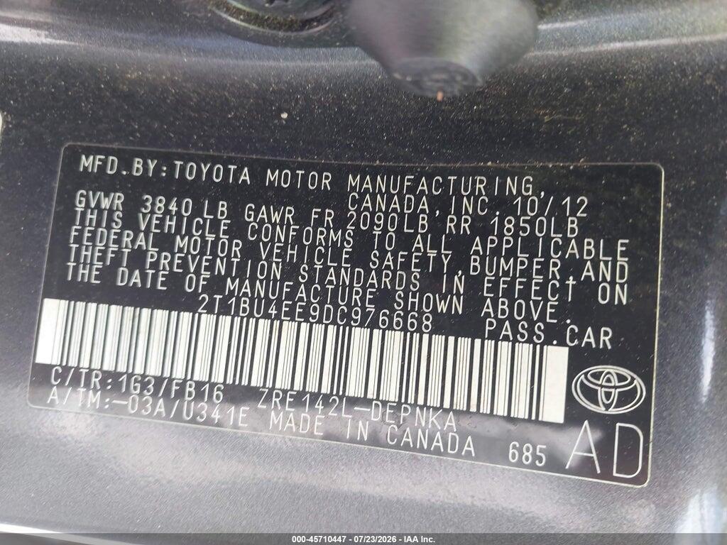 2T1BU4EE9DC976668 2013 TOYOTA COROLLA photo no. 9