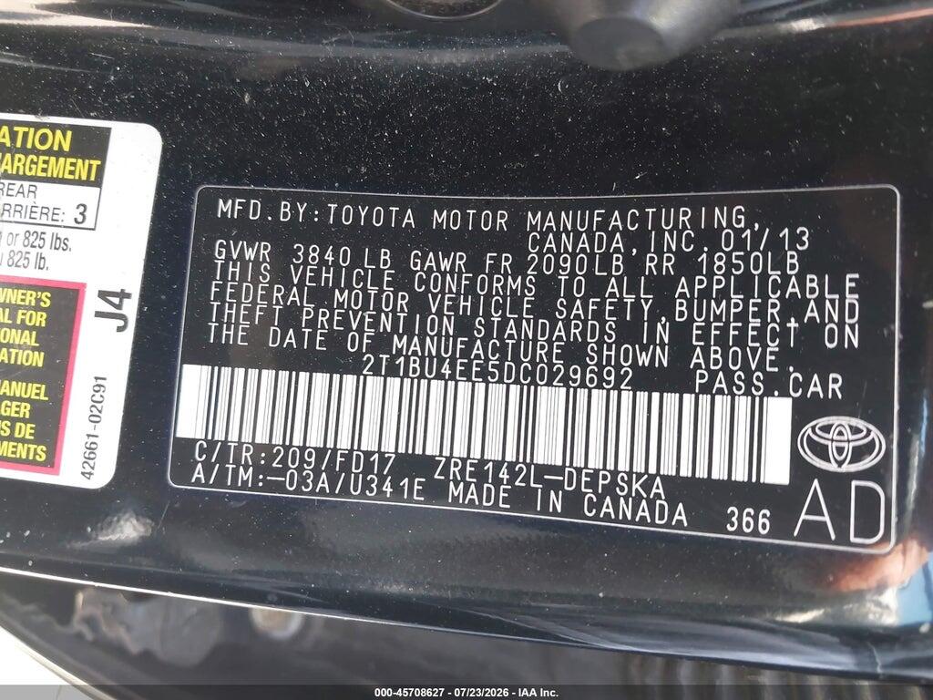 2T1BU4EE5DC029692 2013 TOYOTA COROLLA photo no. 9