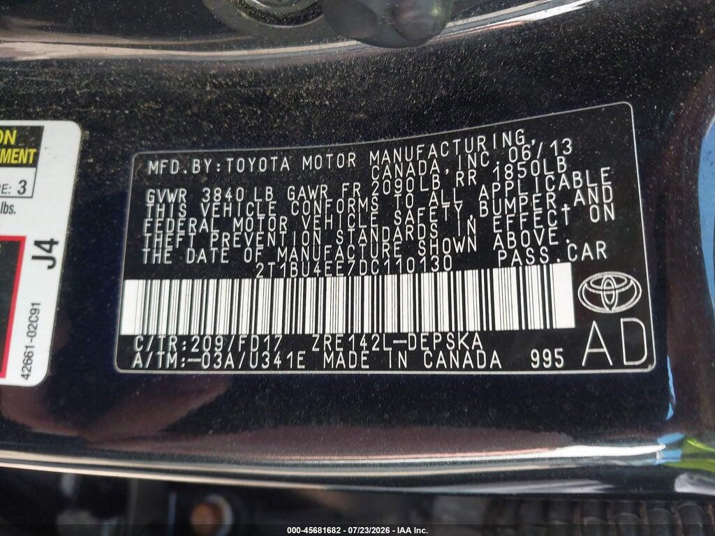 2T1BU4EE7DC110130 2013 TOYOTA COROLLA photo no. 9