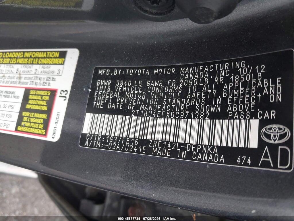 2T1BU4EEXDC971382 2013 TOYOTA COROLLA photo no. 9