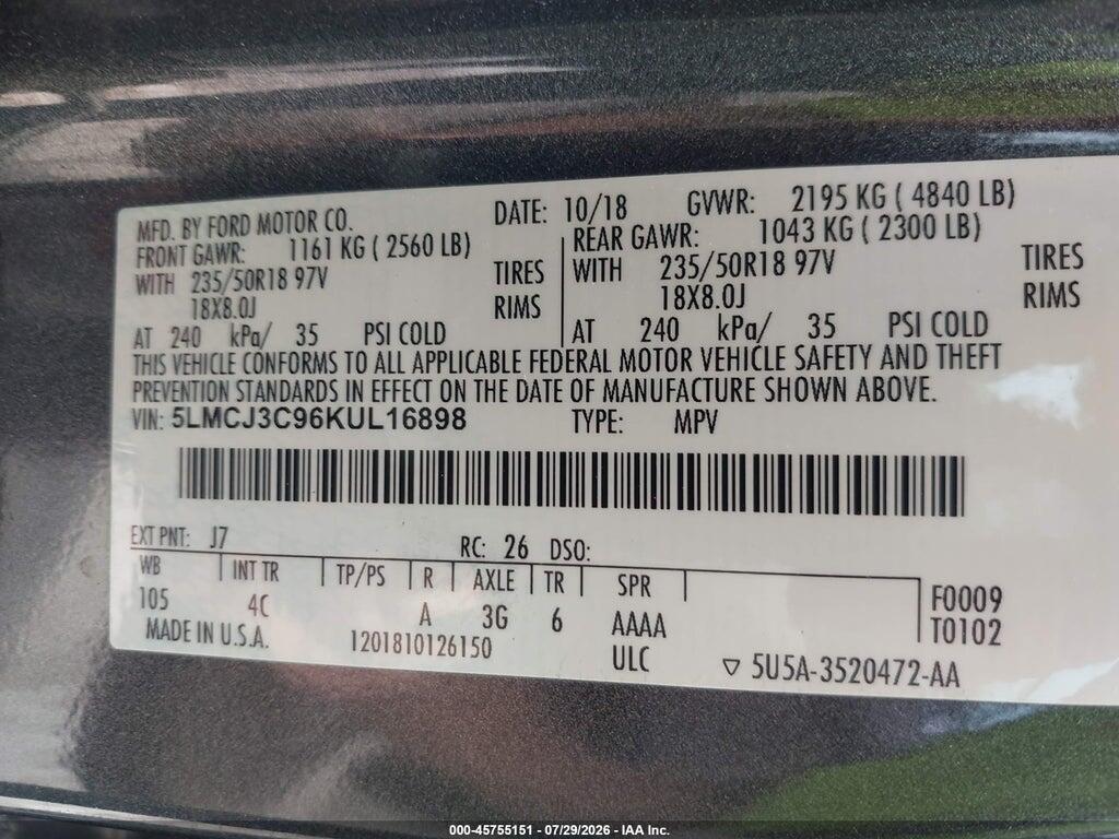 5LMCJ3C96KUL16898 2019 LINCOLN MKC photo no. 9