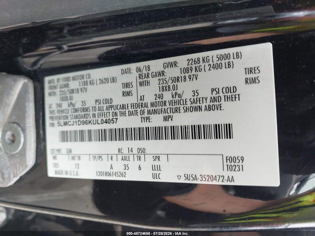 5LMCJ1D96KUL04057 2019 LINCOLN MKC photo no. 9
