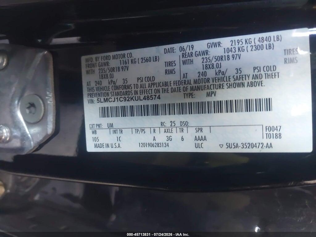 5LMCJ1C92KUL48574 2019 LINCOLN MKC photo no. 9