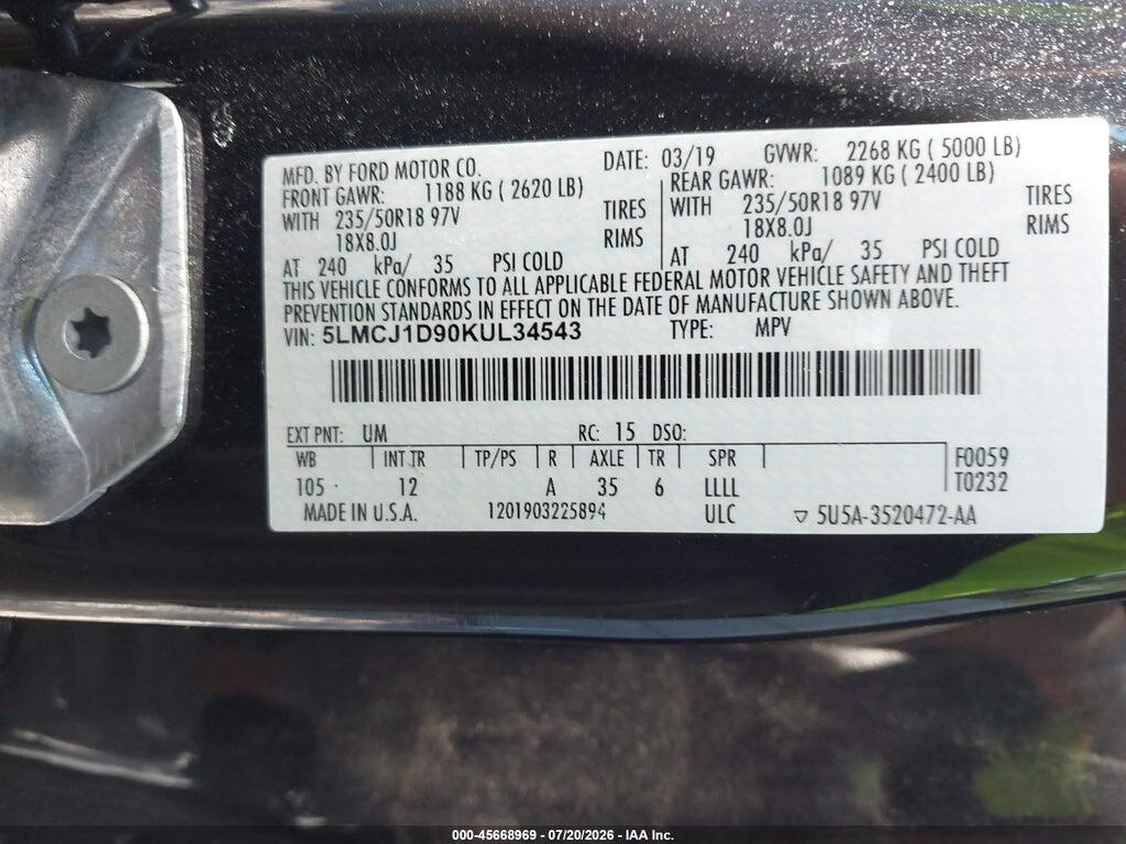 5LMCJ1D90KUL34543 2019 LINCOLN MKC photo no. 9